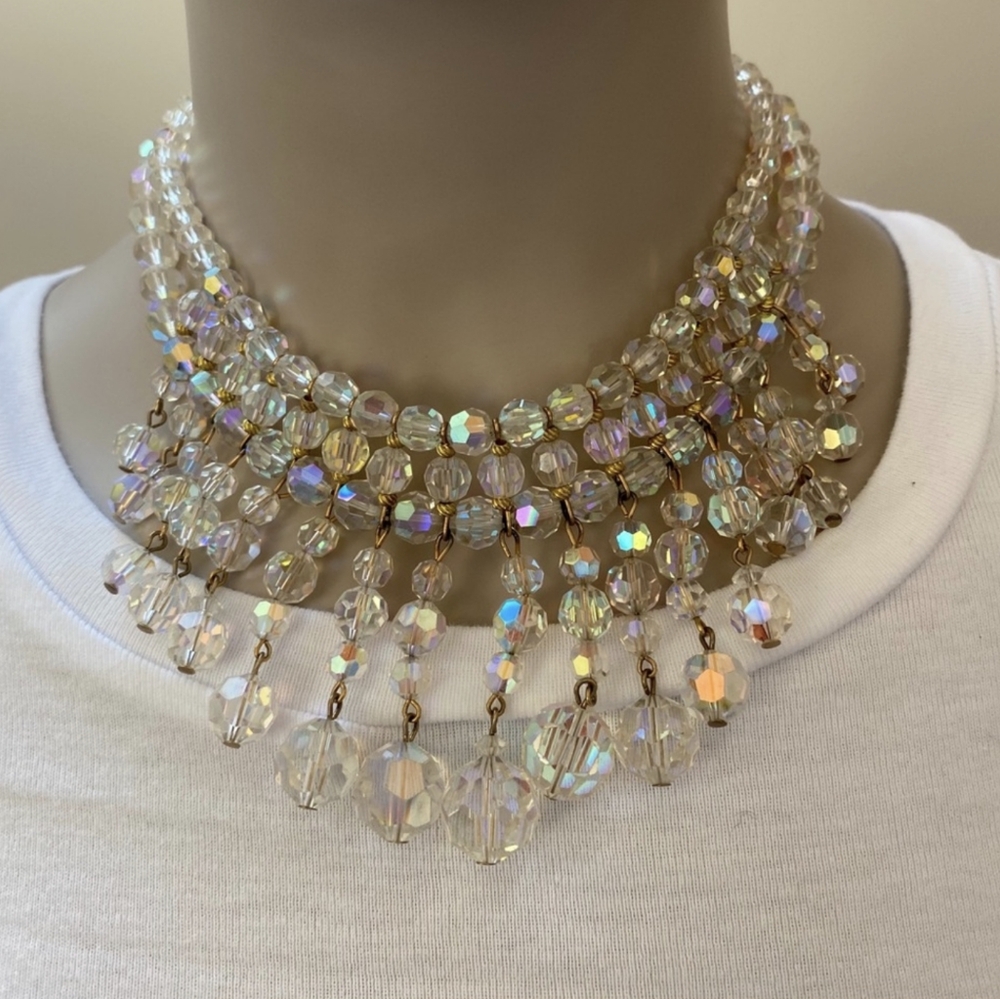 VTG HIGH QUALITY AB GLASS CRYSTAL CHOKER NECKLACE - Picture 2 of 6